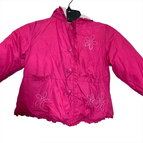 London Fog Reversible Hooded Pink Girls Jacket - Picture 6 of 9